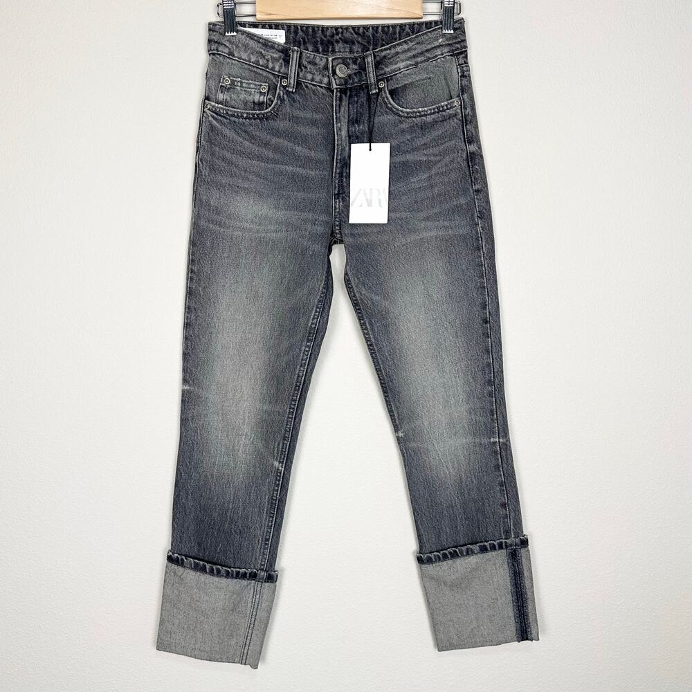 NWT Zara Gray Straight Leg Jeans